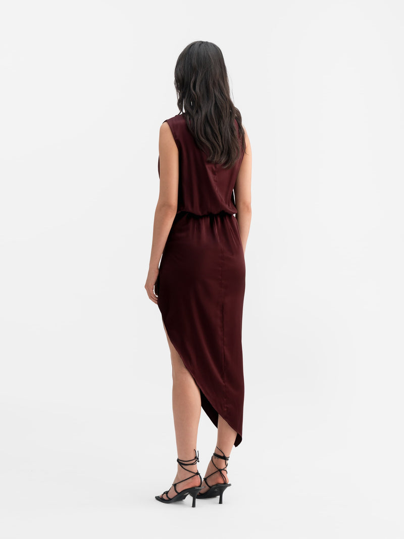Tilda satin dress burgundy