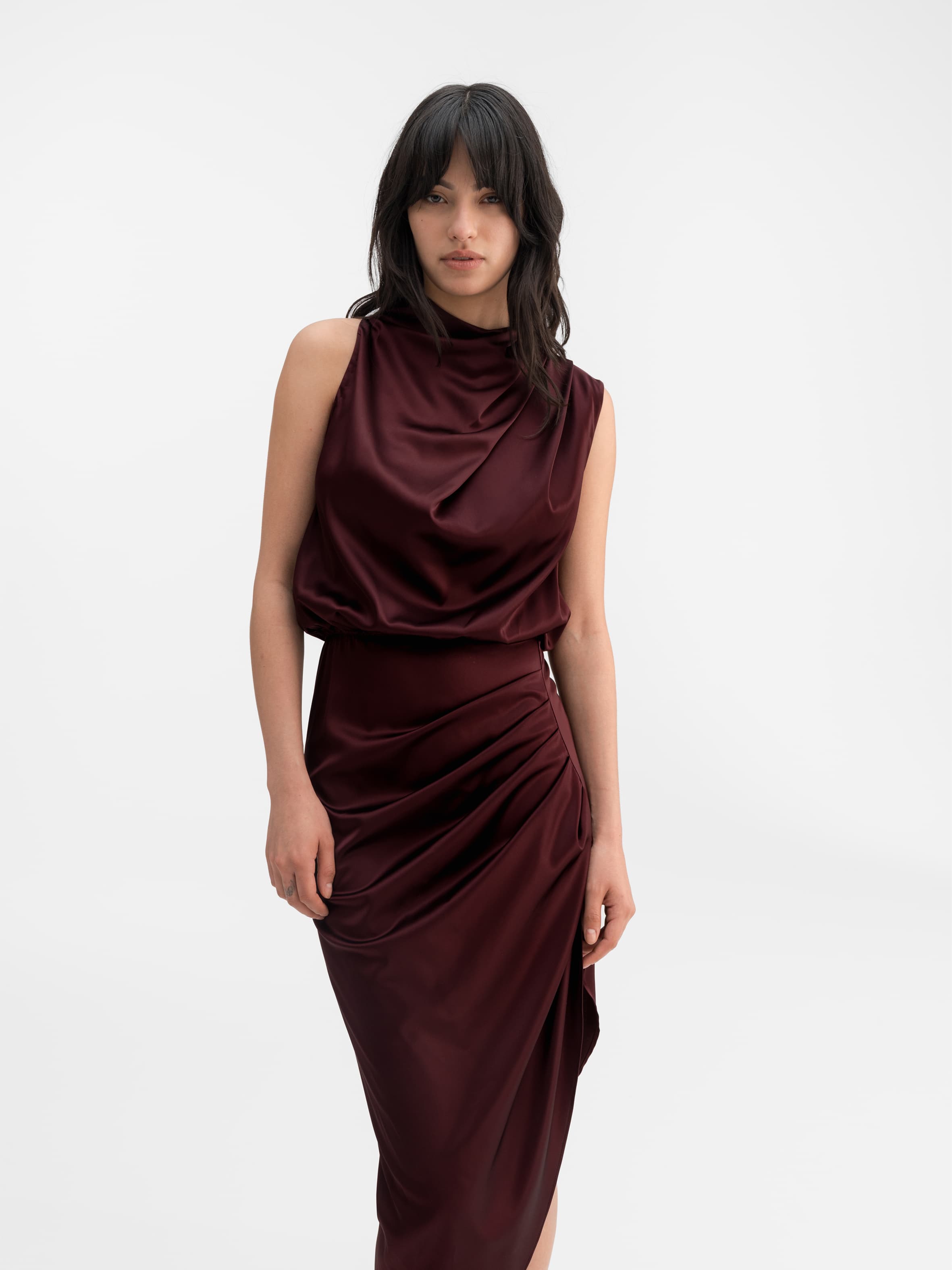 Tilda satin dress burgundy