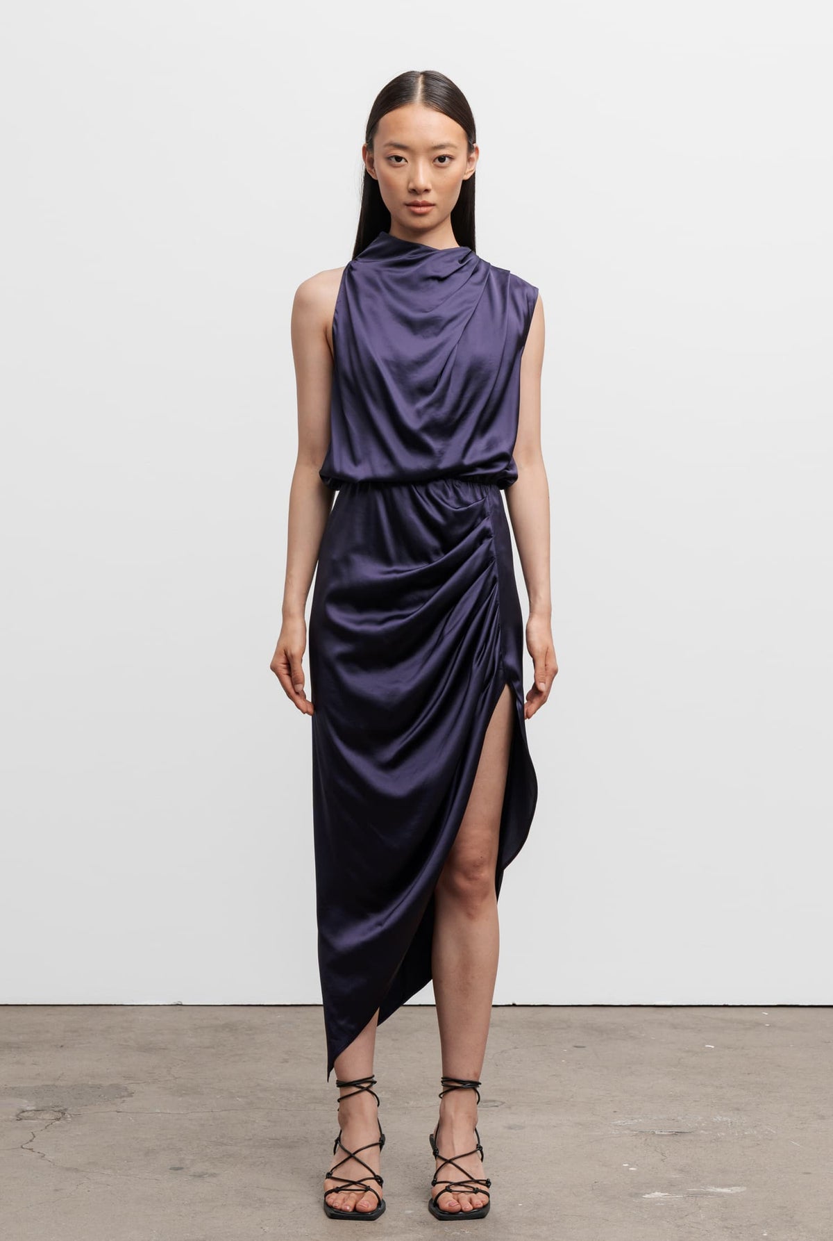 Tilda satin dress plum