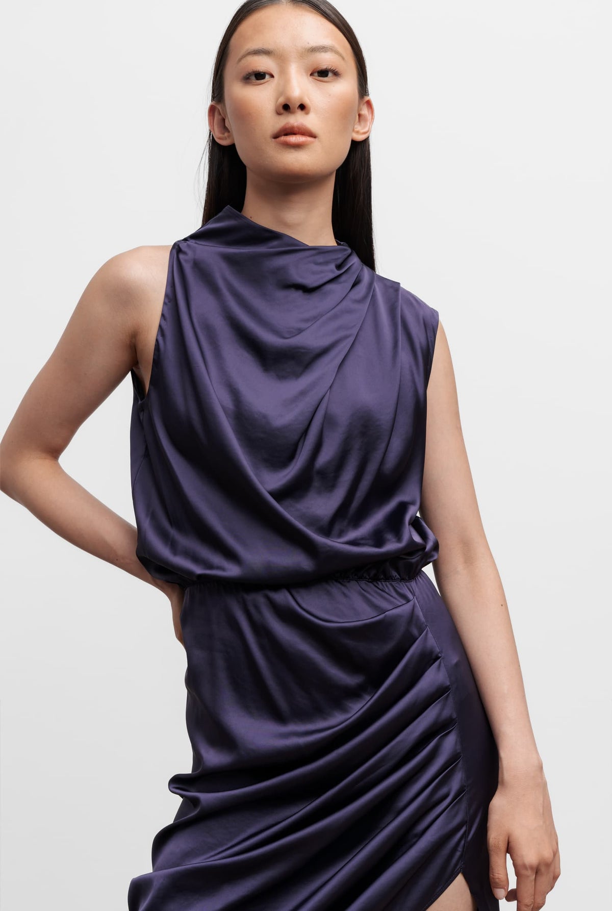 Tilda satin dress plum