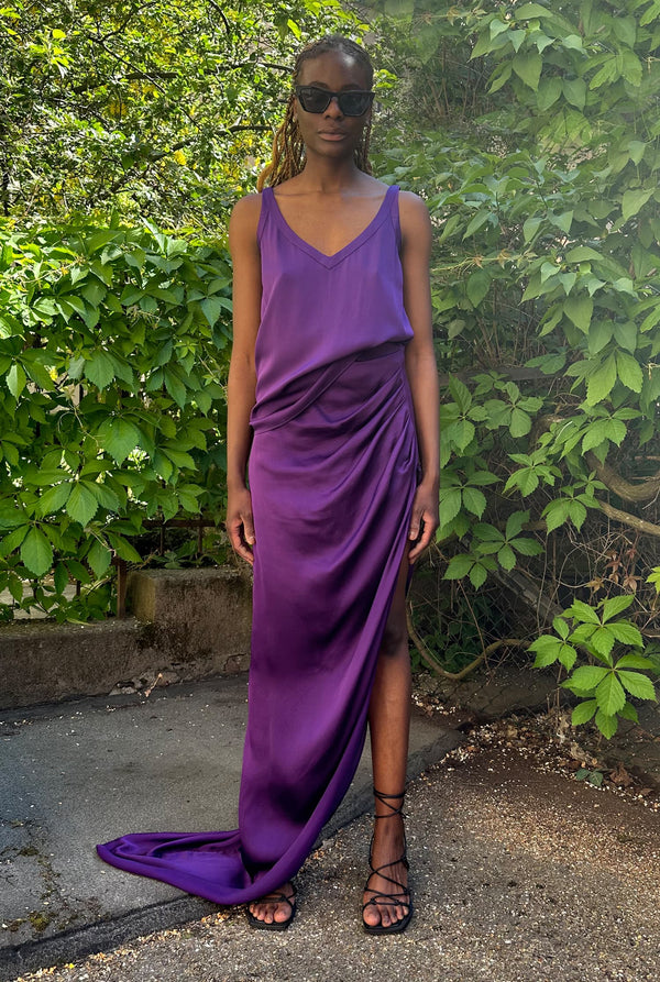 Tilda long silk skirt violet