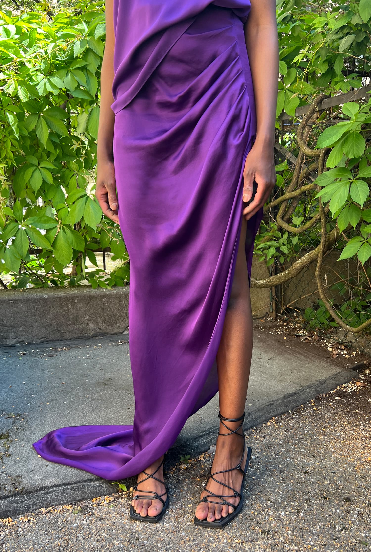 Tilda long silk skirt violet