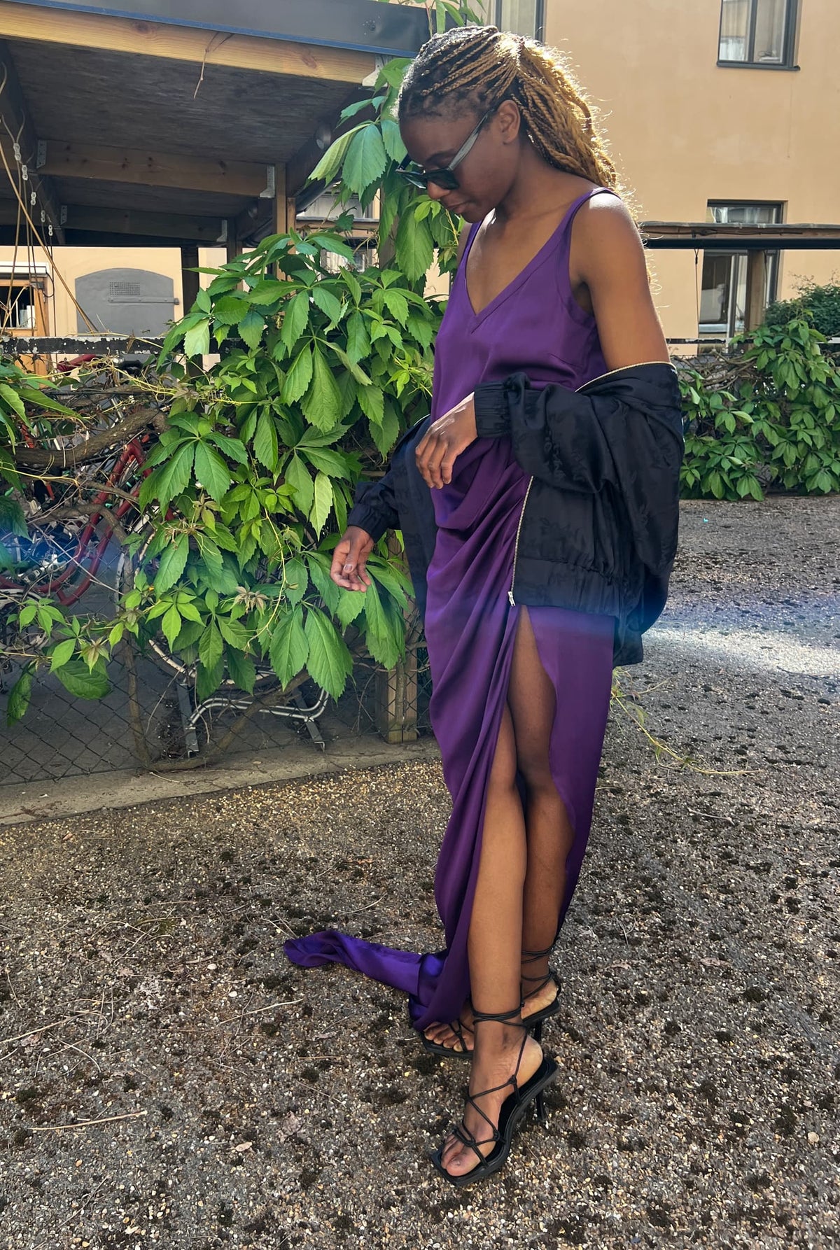 Tilda long silk skirt violet