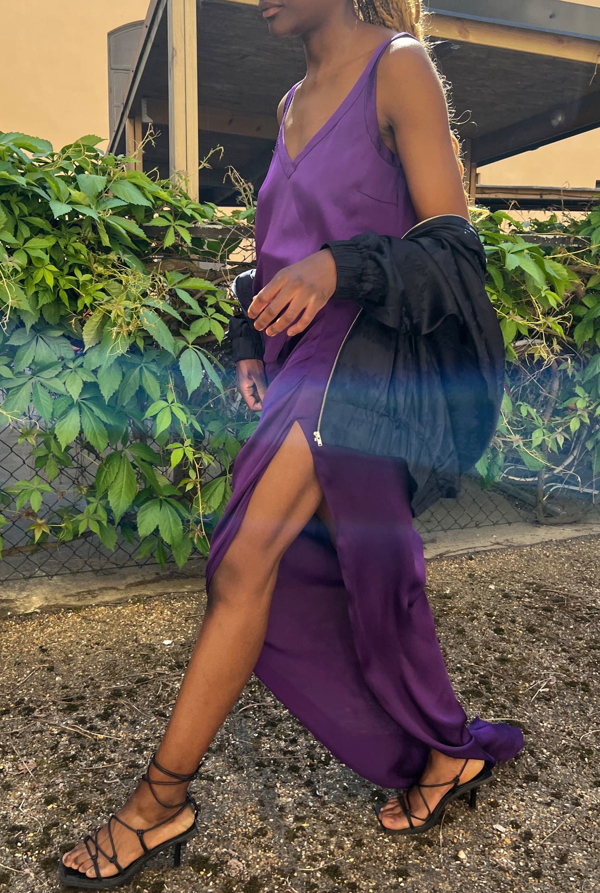 Tilda long silk skirt violet