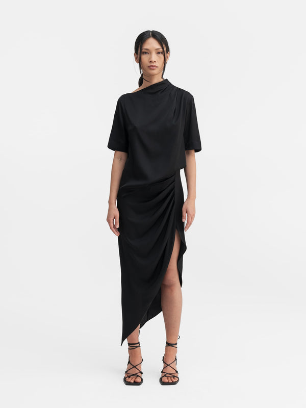 Tilda silk skirt black