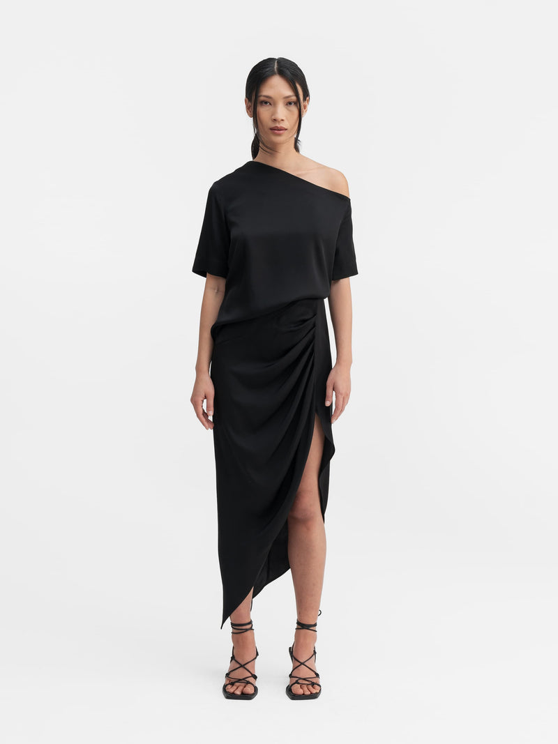 Tilda silk skirt black