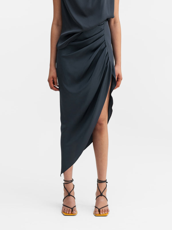 Tilda silk skirt blue grey