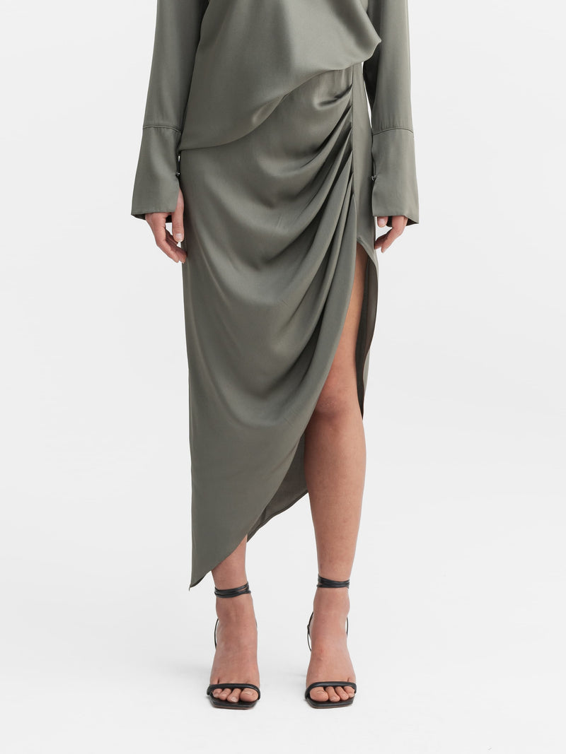 Tilda silk skirt light military