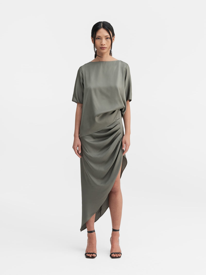 Tilda silk skirt light military