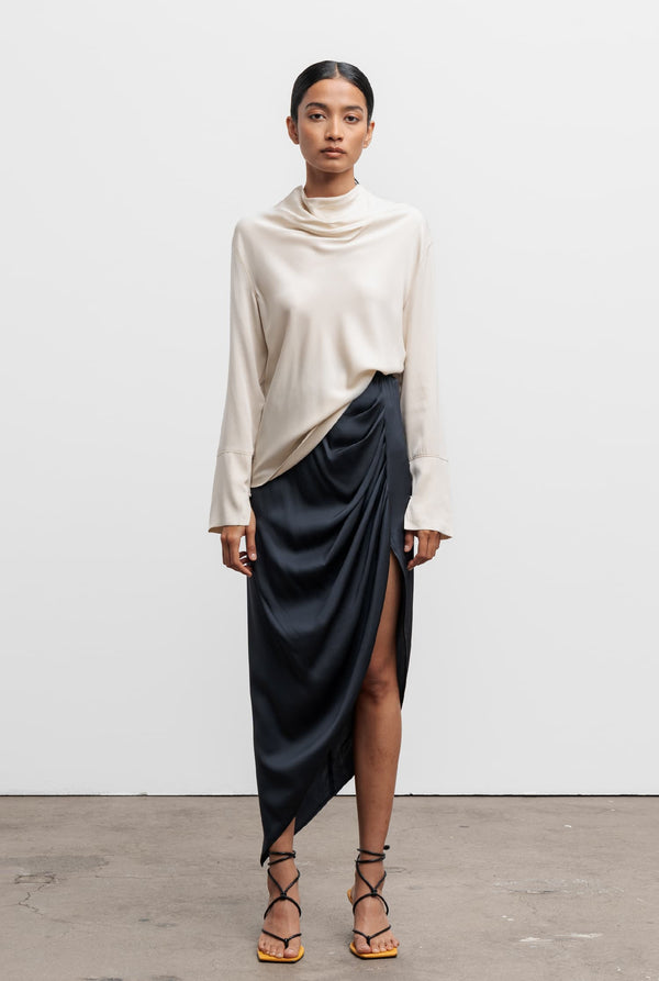 Tilda silk skirt blue grey