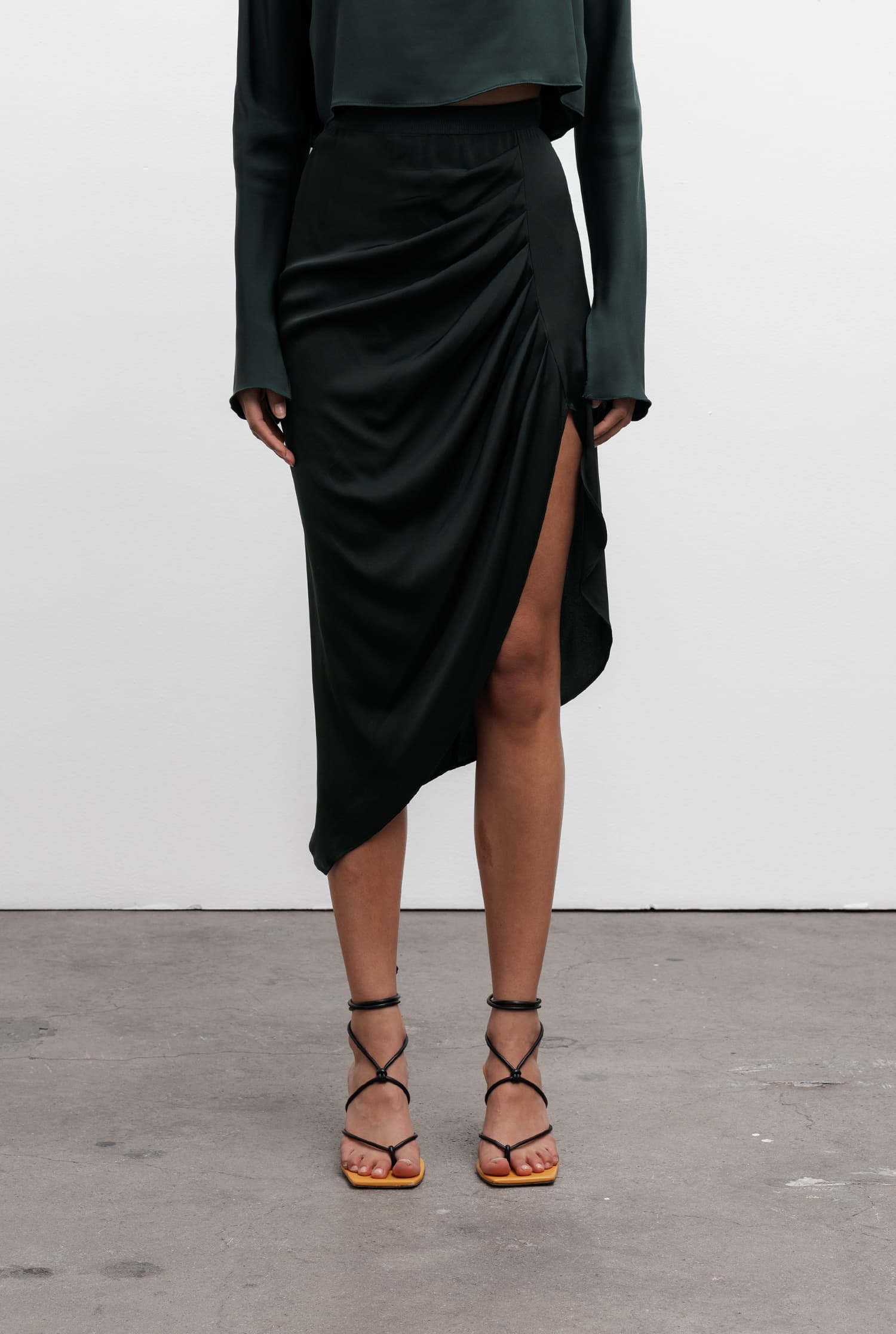 Tilda silk skirt deep forest