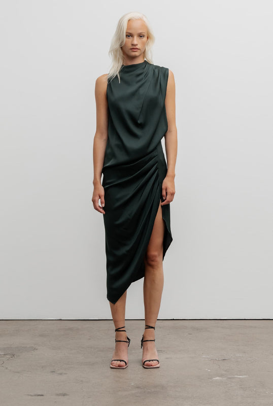 Tilda silk skirt deep forest