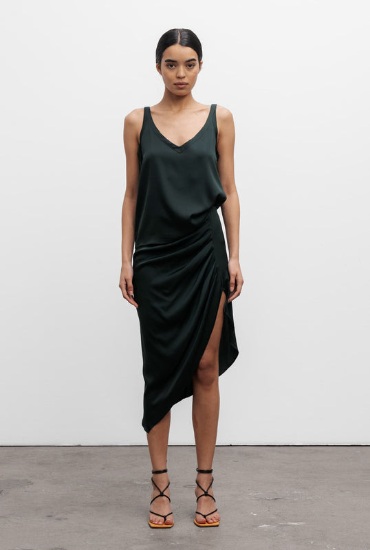 Tilda silk skirt deep forest