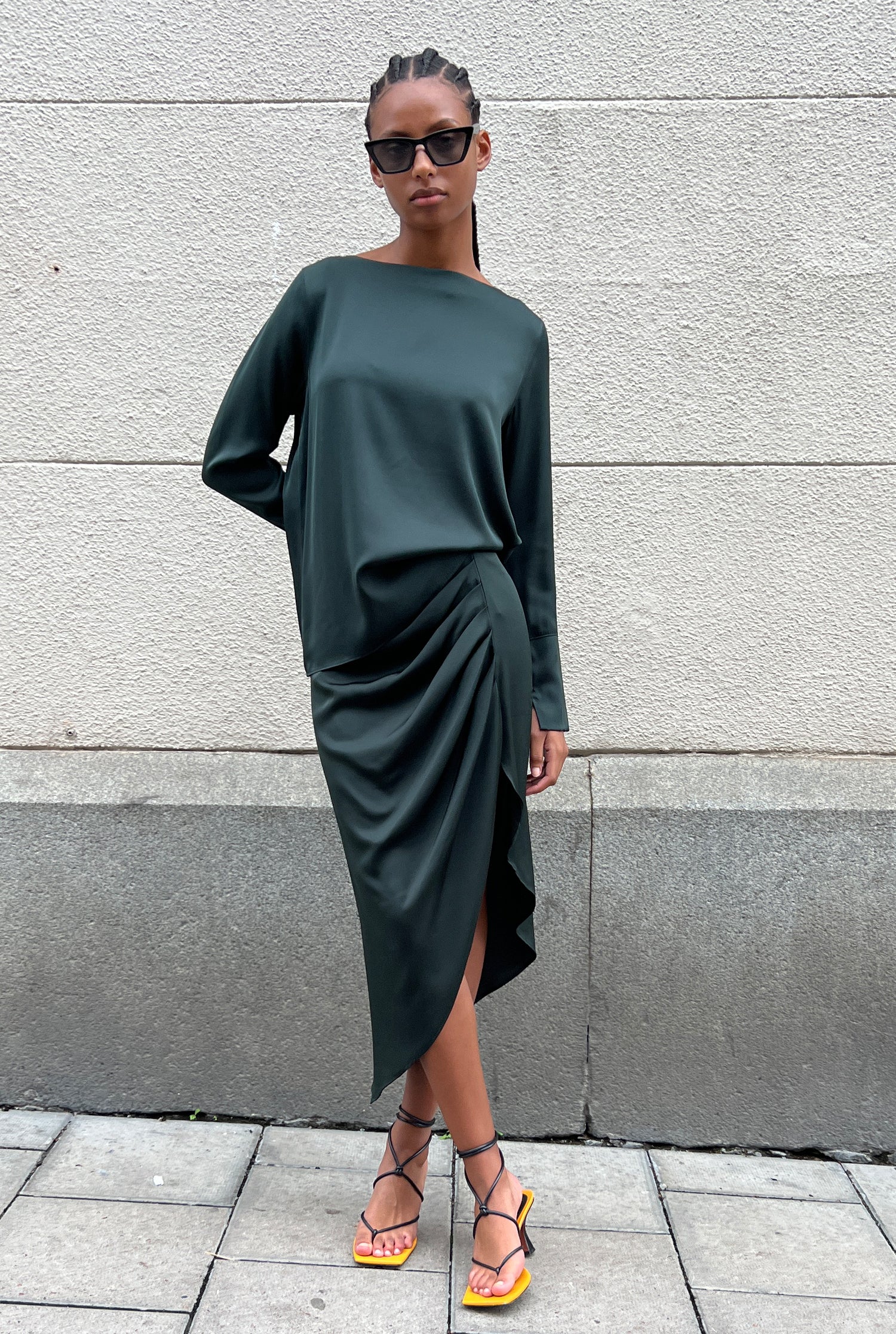 Tilda silk skirt deep forest