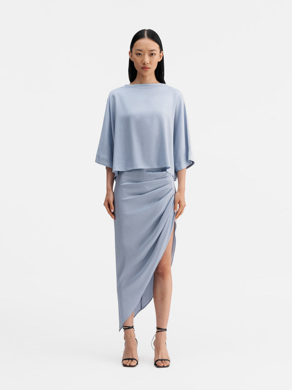 Tilda silk skirt denim blue