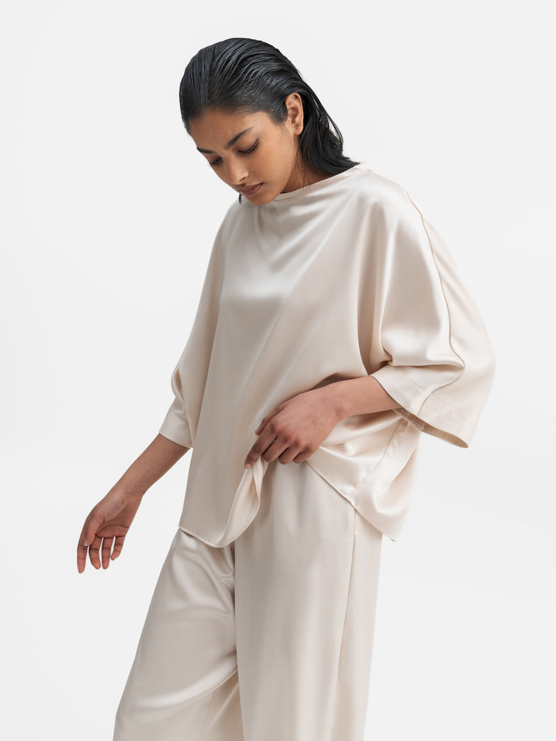 Tori satin tee cream