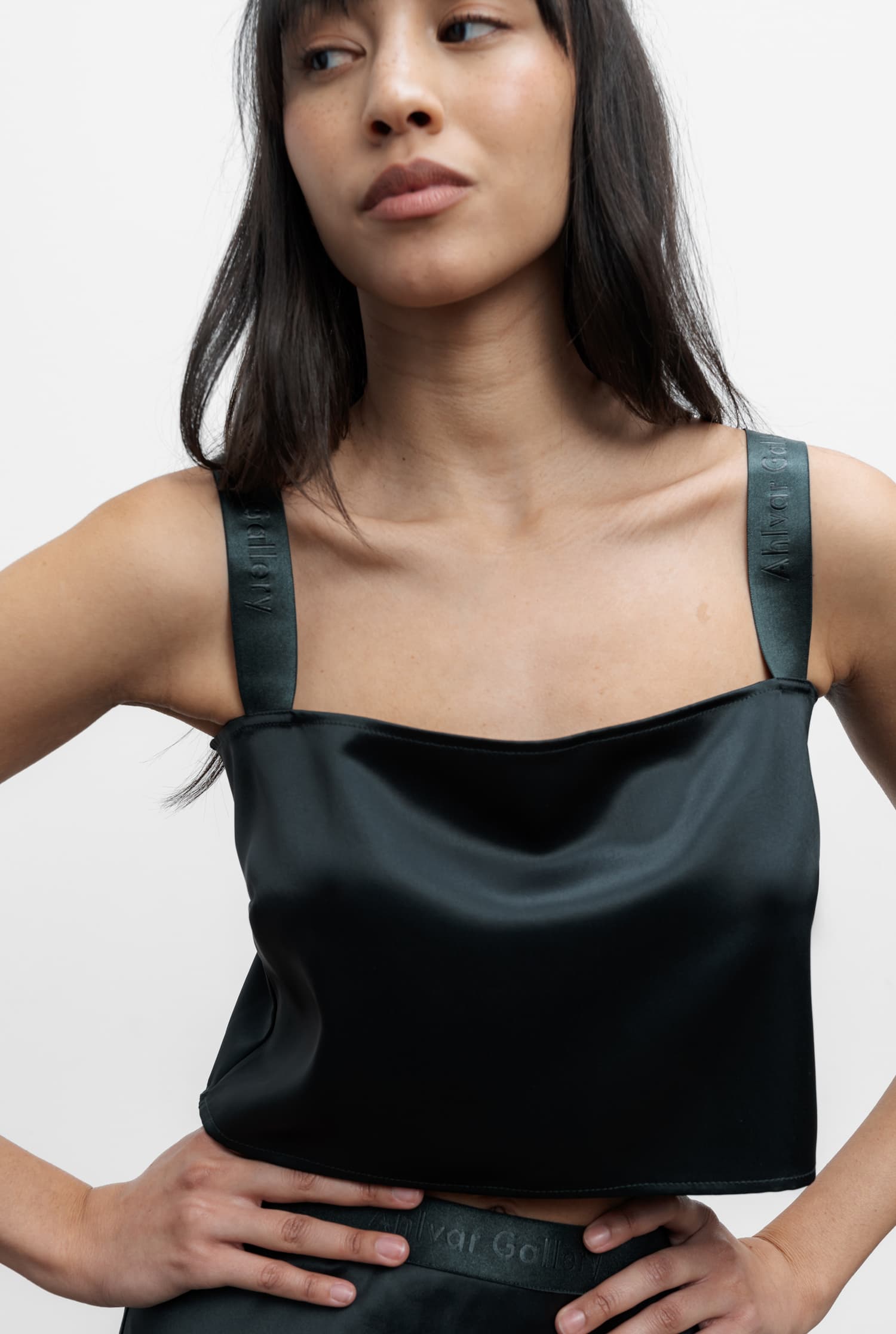 Viv satin top deep forest