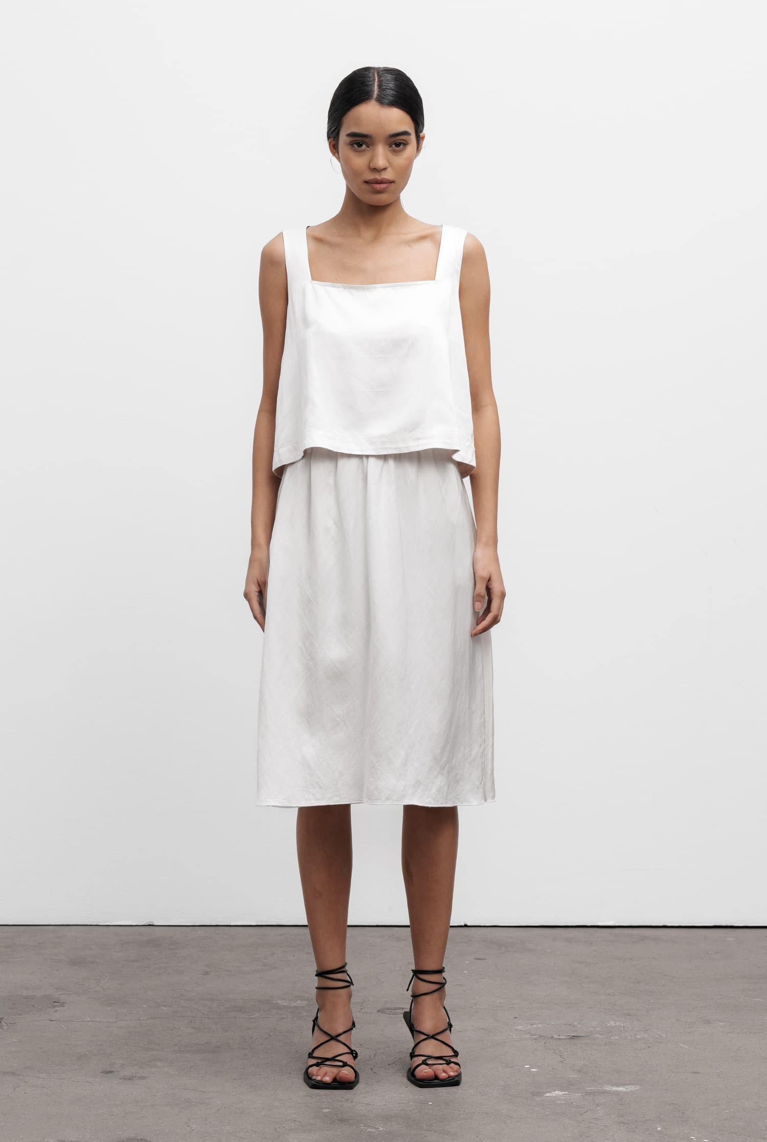 Wakana linen top optic white