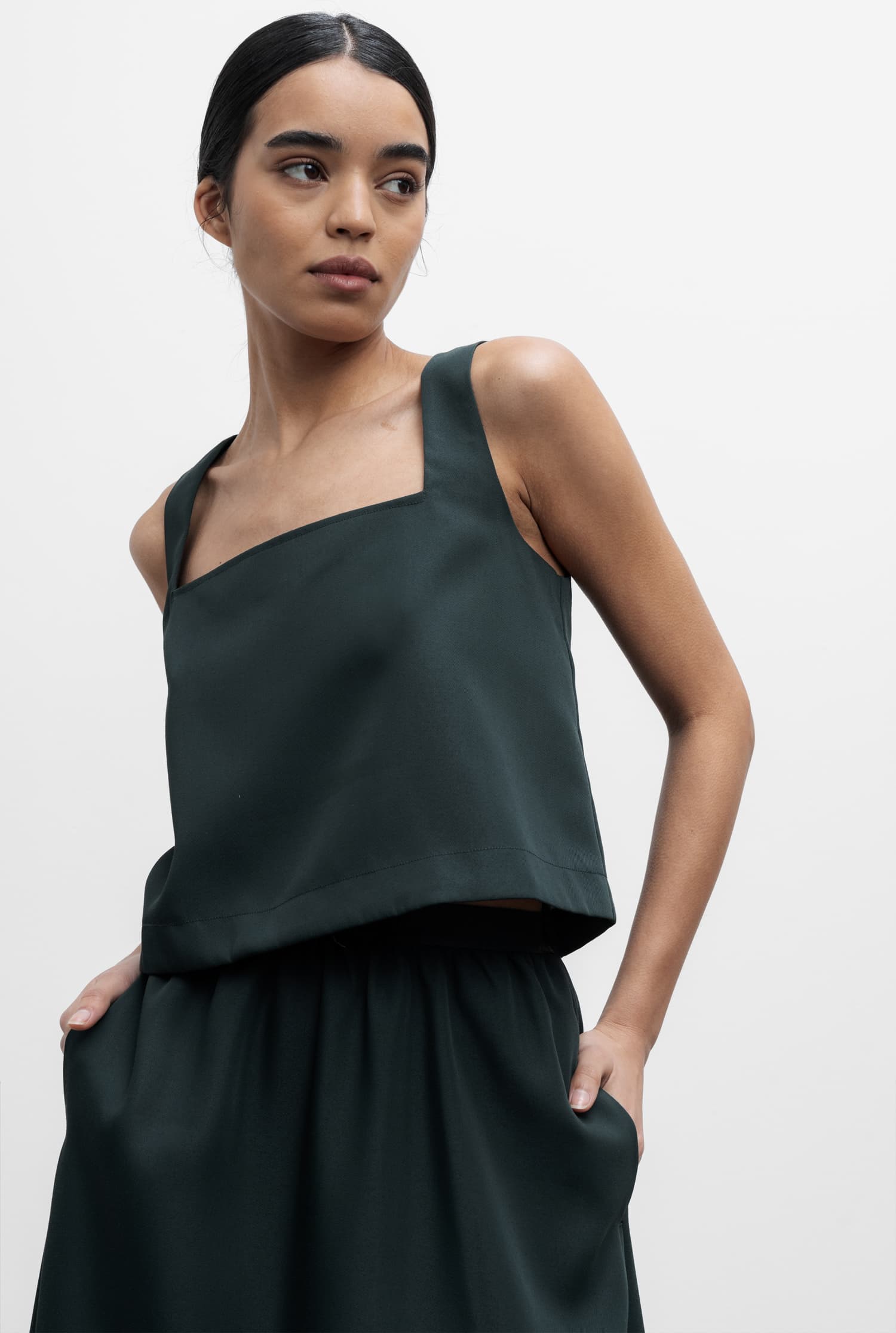 Wakana twill top deep forest