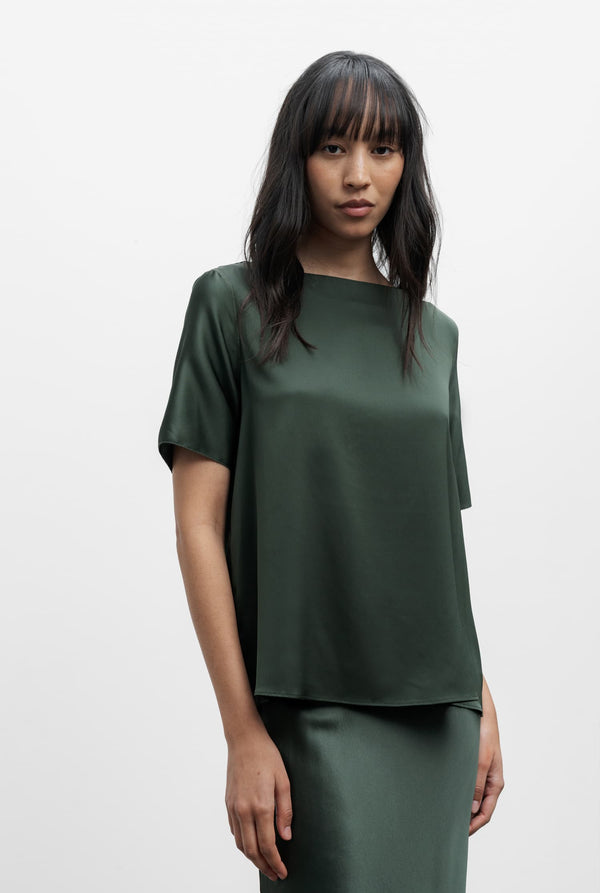 Yoli silk blouse army green