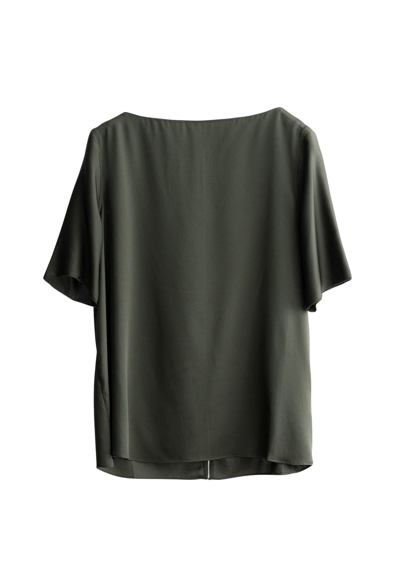 Yoli silk blouse army green