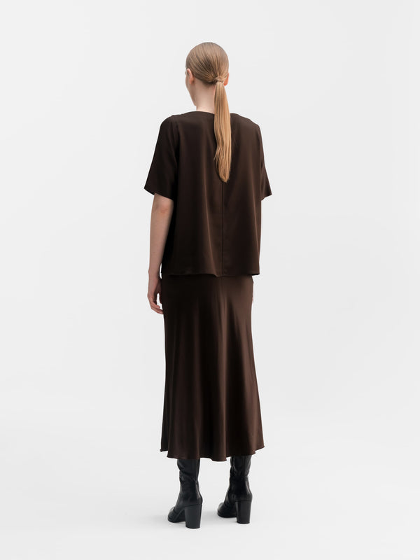 Yoli silk blouse dark brown