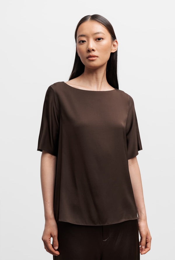 Yoli silk blouse dark brown