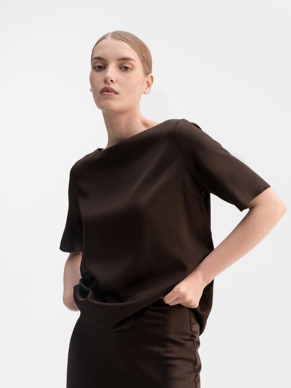 Yoli silk blouse dark brown
