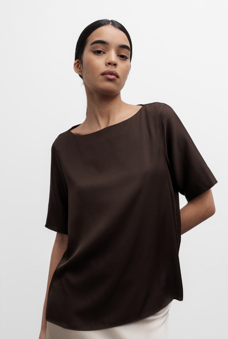 Yoli silk blouse dark brown