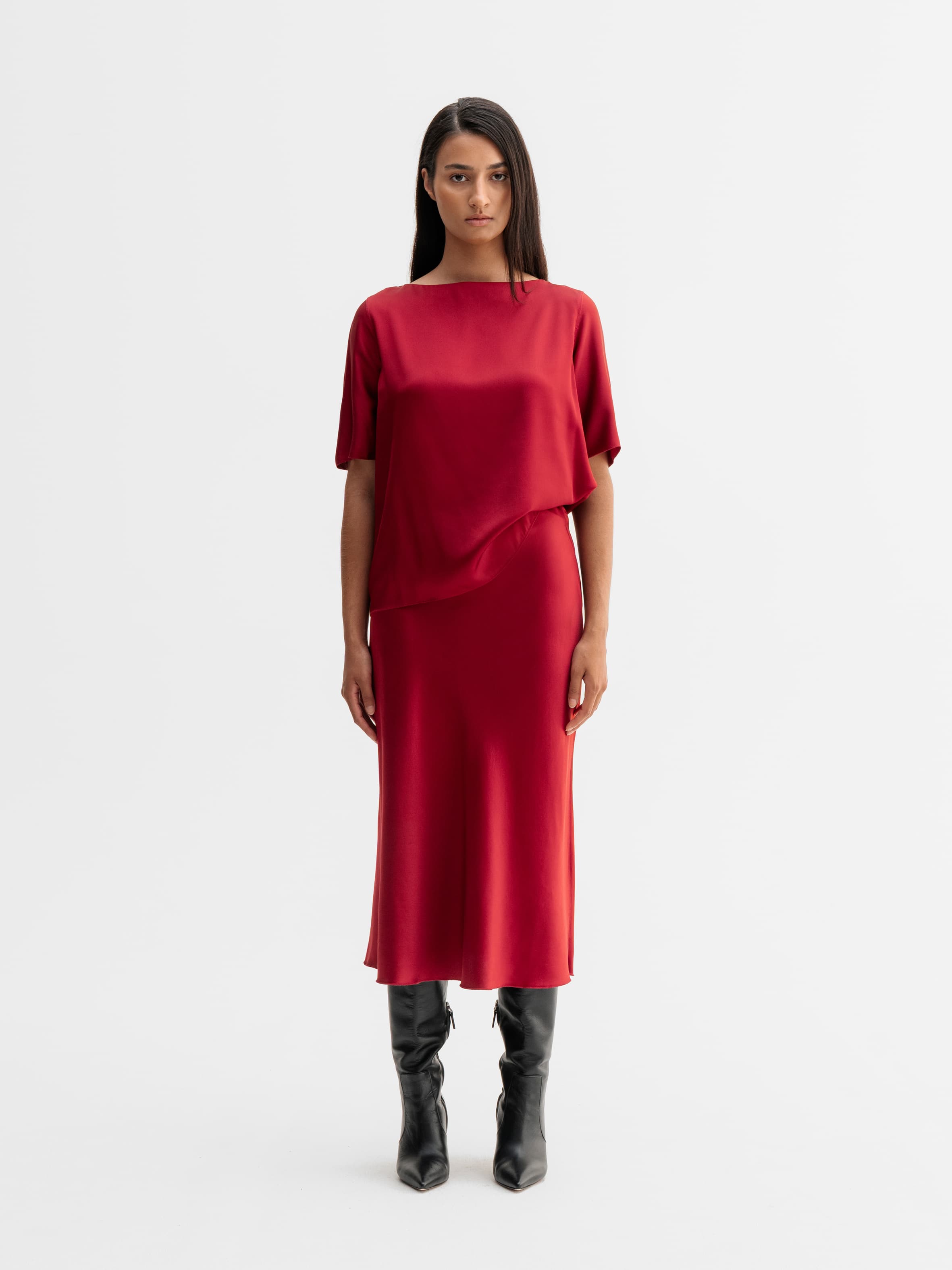Yoli silk blouse dark red