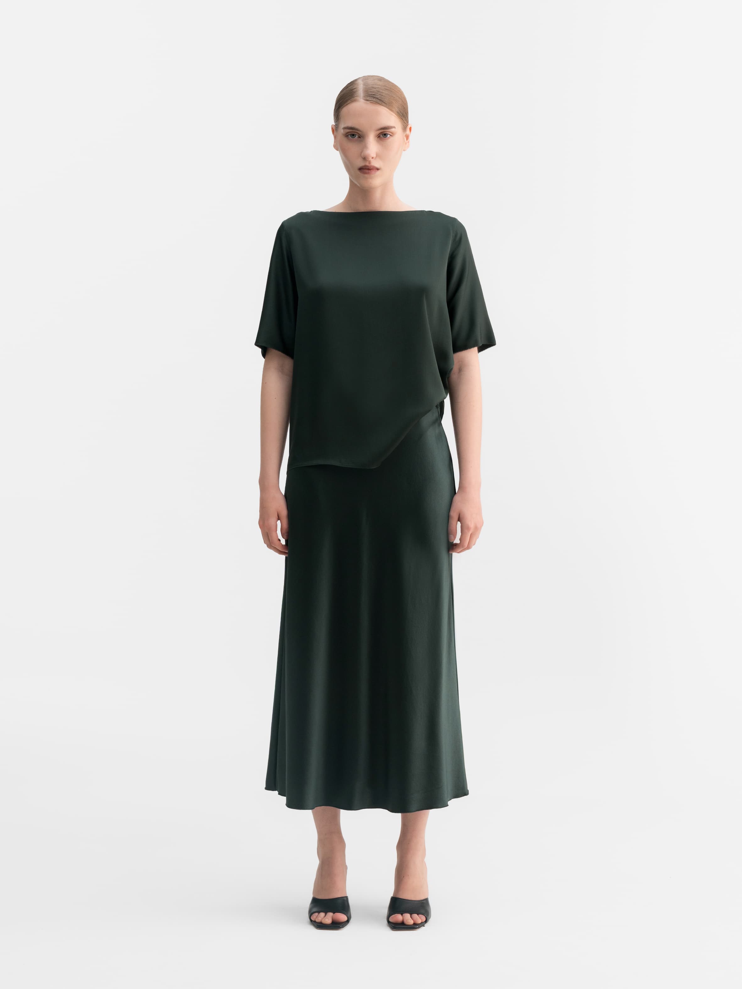 Yoli silk blouse deep forest