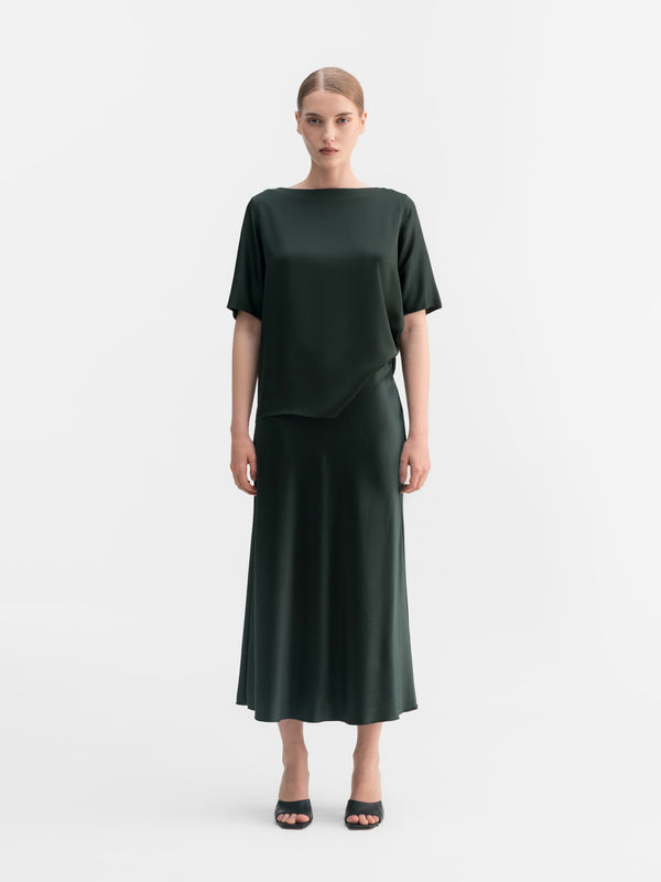 Yoli silk blouse deep forest