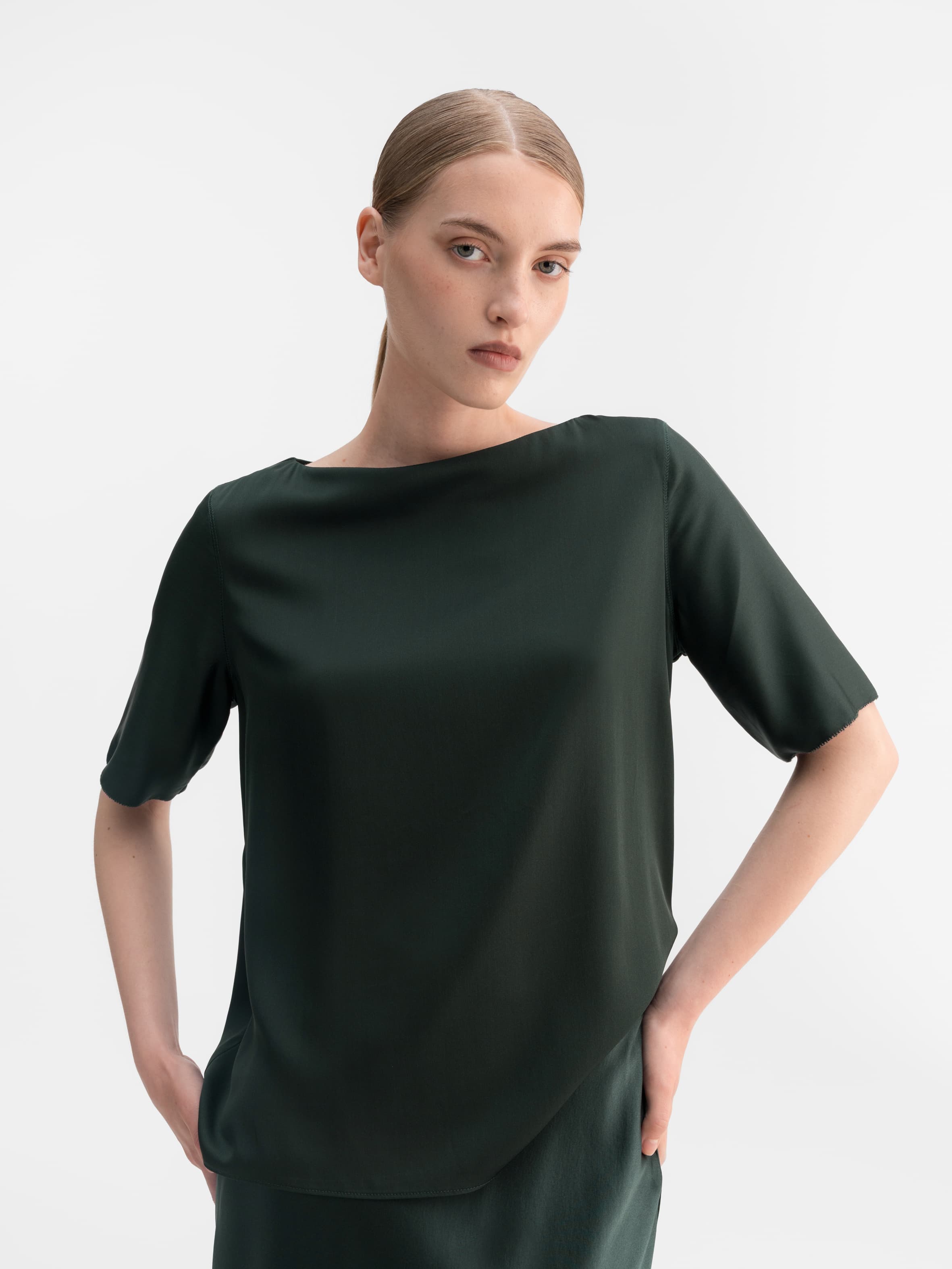 Yoli silk blouse deep forest