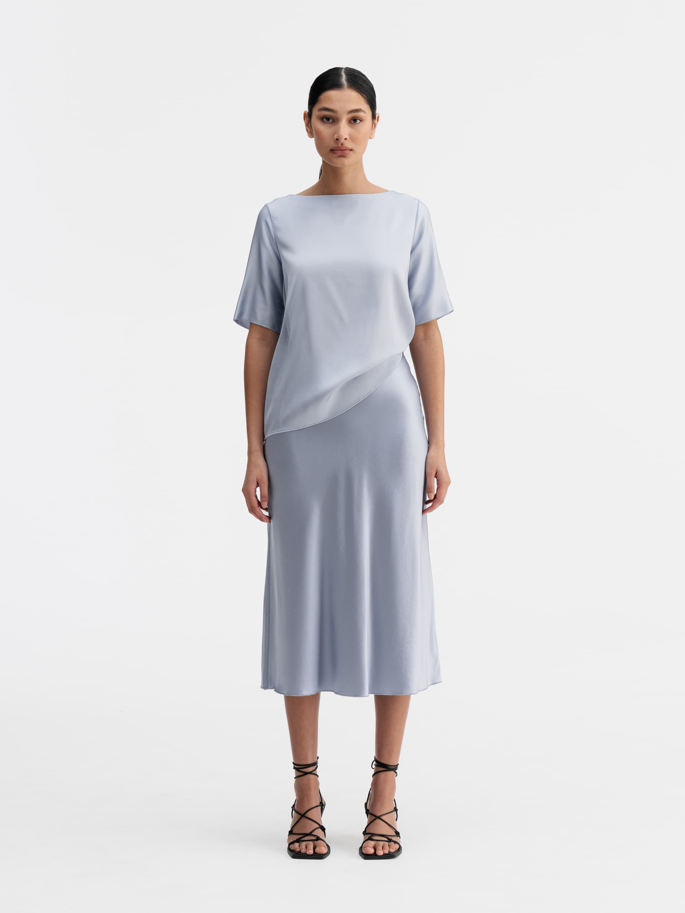 Yoli silk blouse denim blue