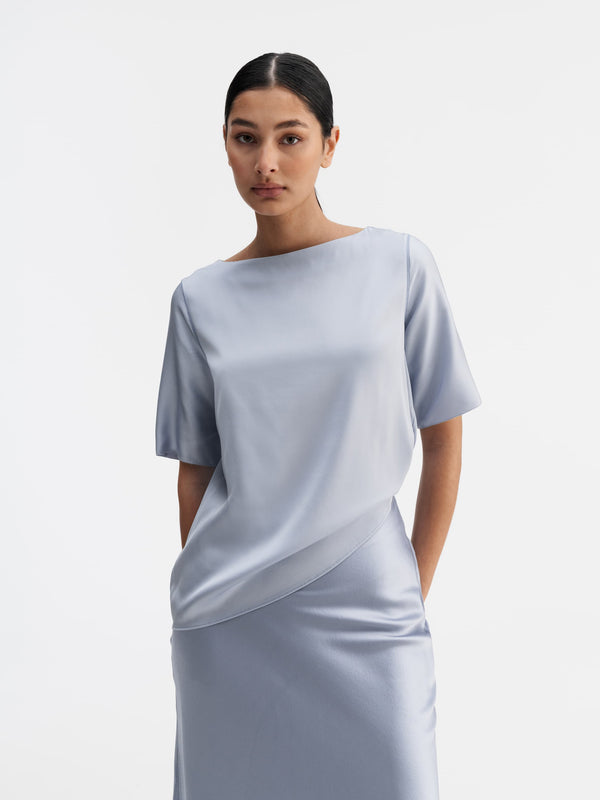 Yoli silk blouse denim blue