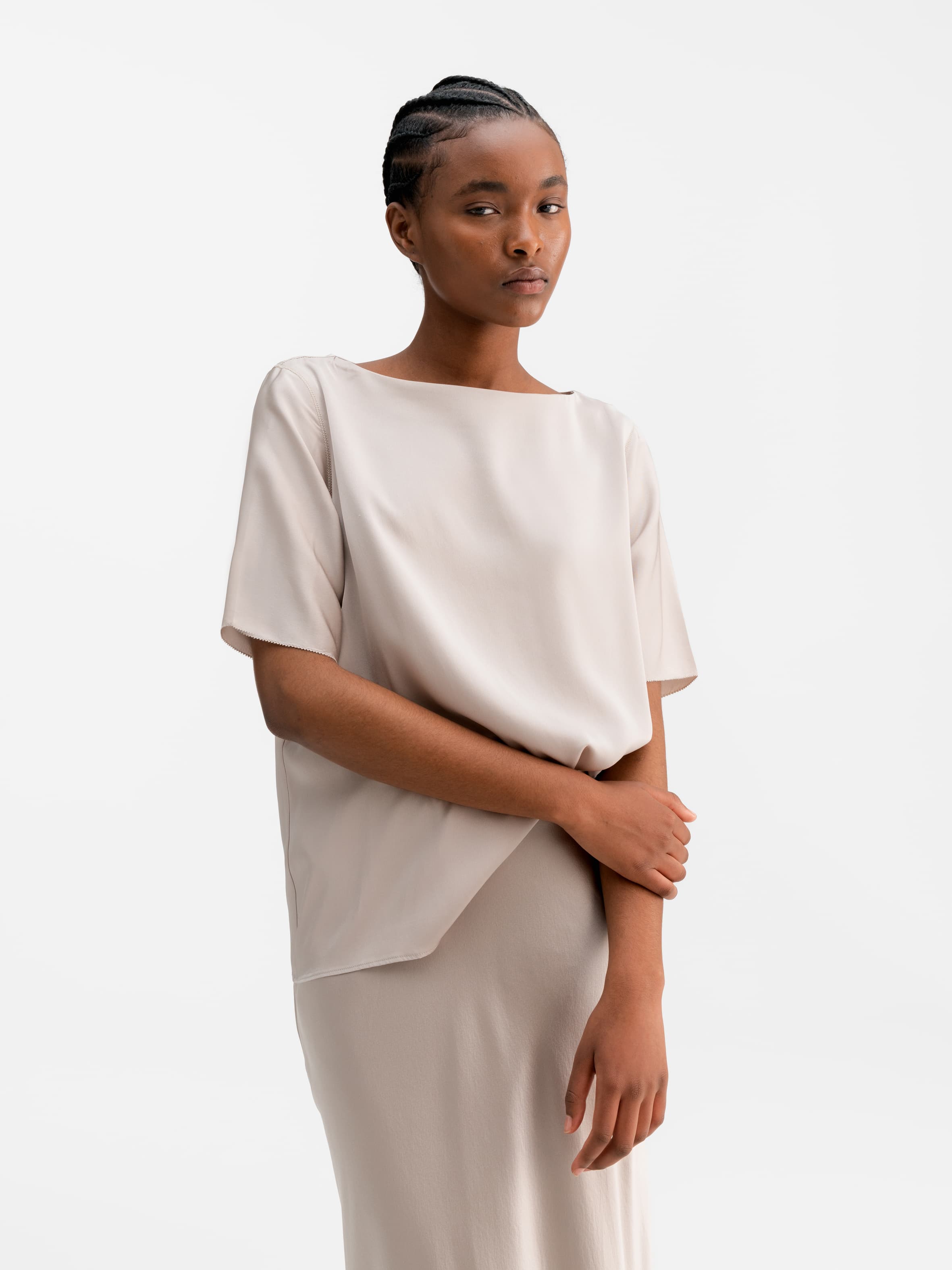 Yoli silk blouse greige