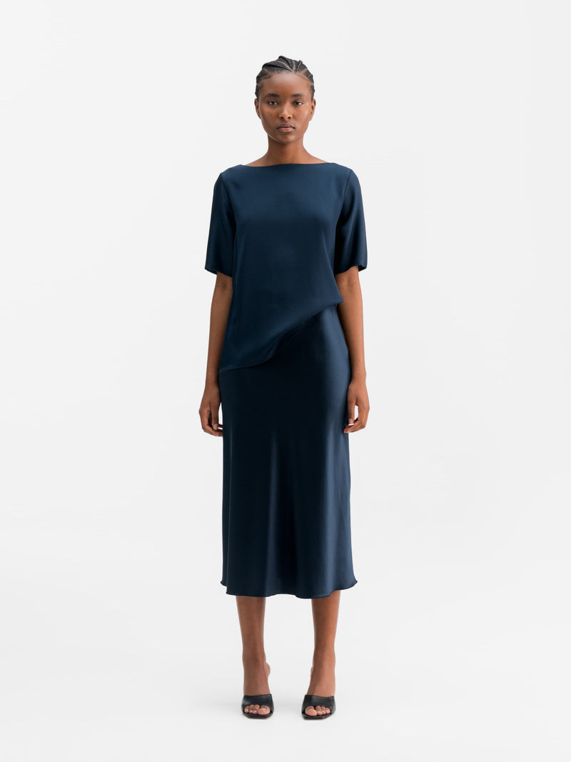 Yoli silk blouse midnight blue