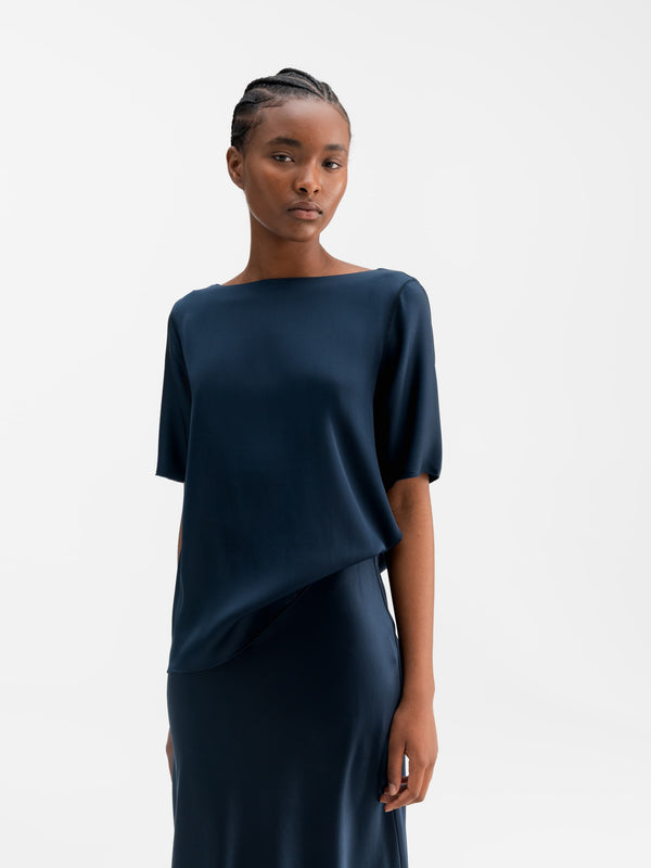 Yoli silk blouse midnight blue