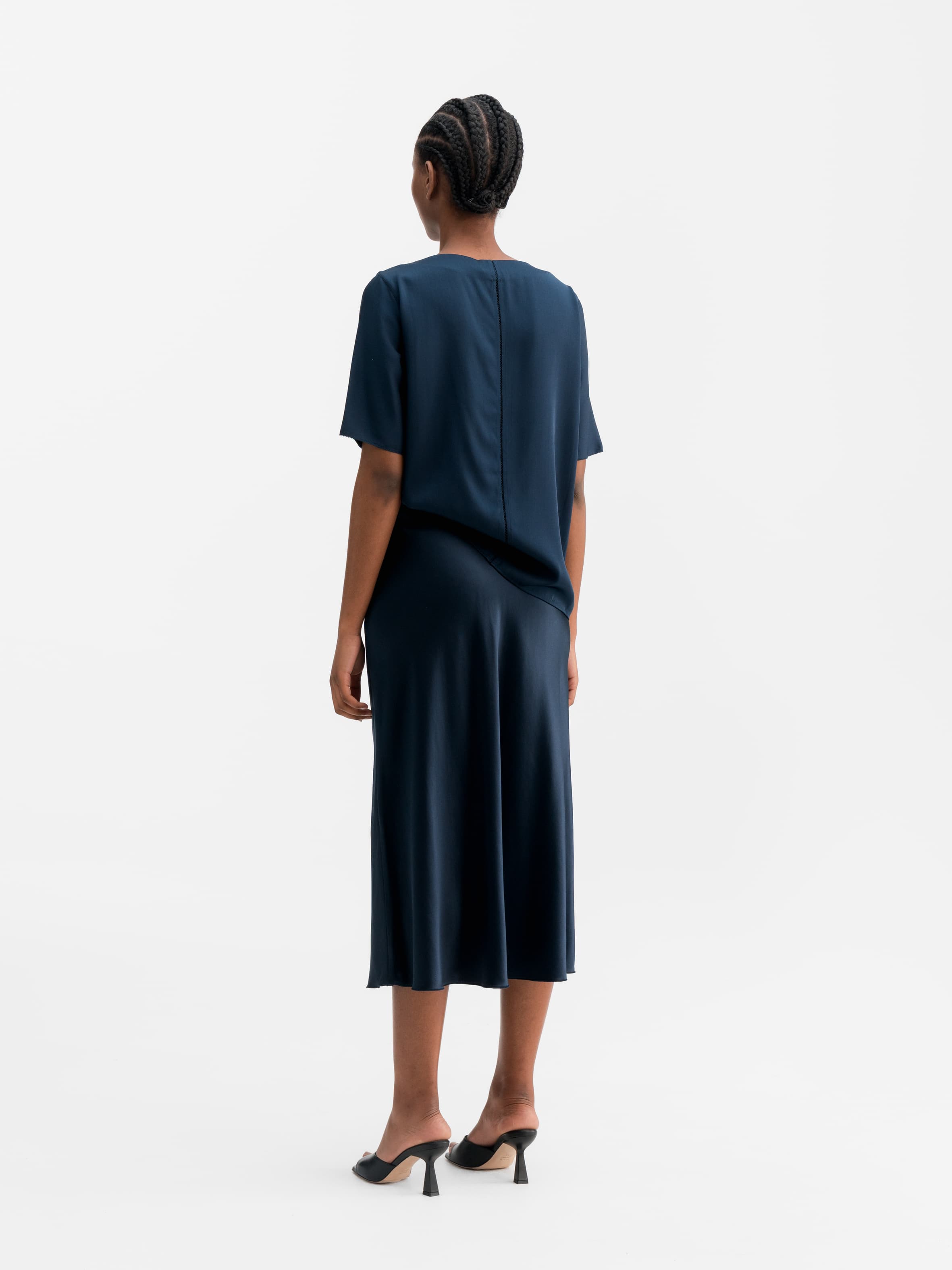 Yoli silk blouse midnight blue