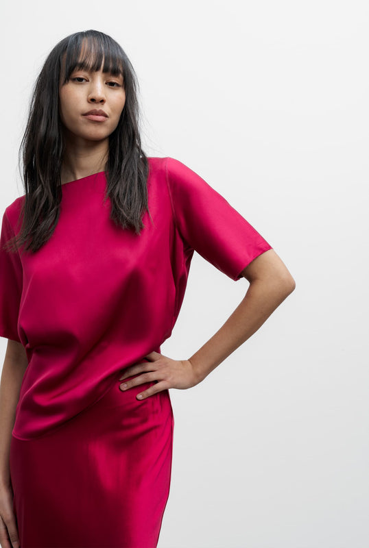 Yoli silk blouse raspberry