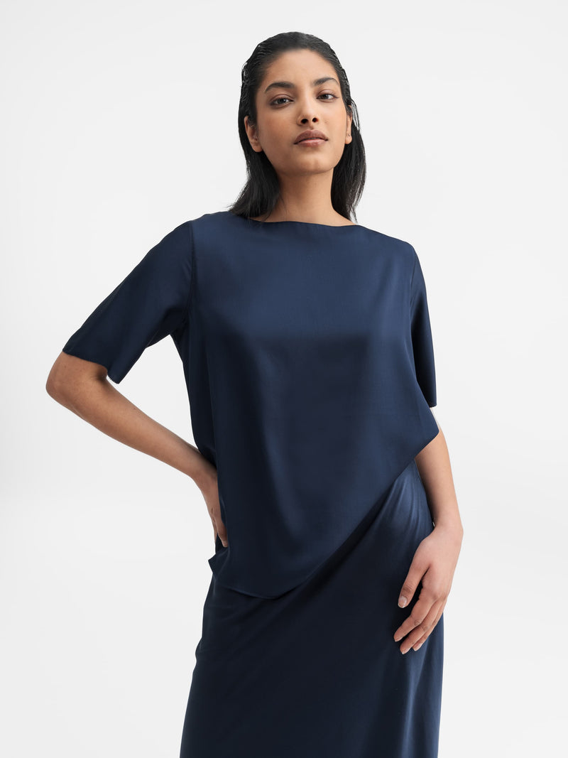 Yoli silk blouse midnight blue