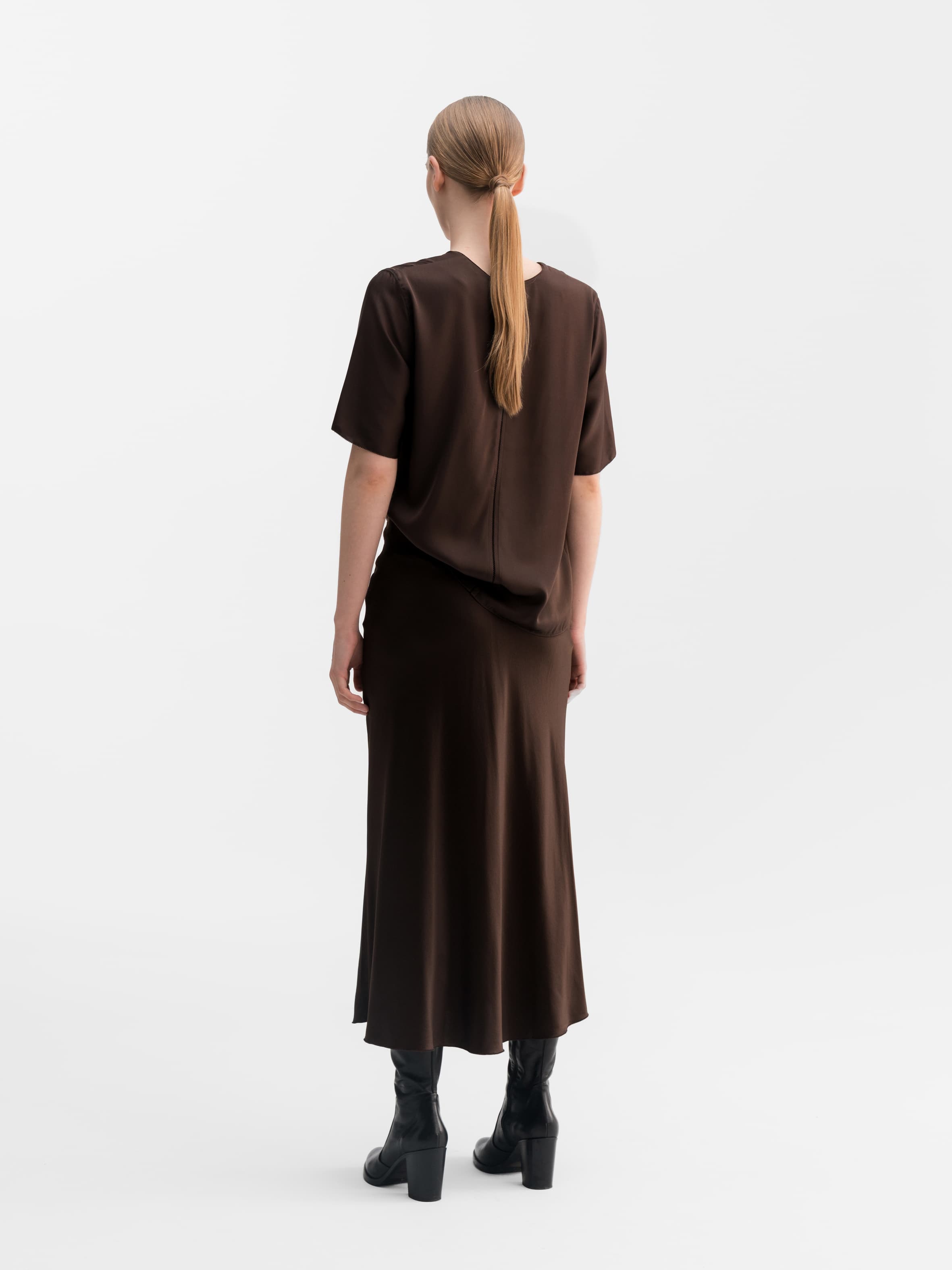 Yoli v-neck silk blouse dark brown