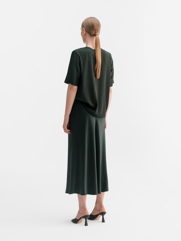 Yoli v-neck silk blouse deep forest