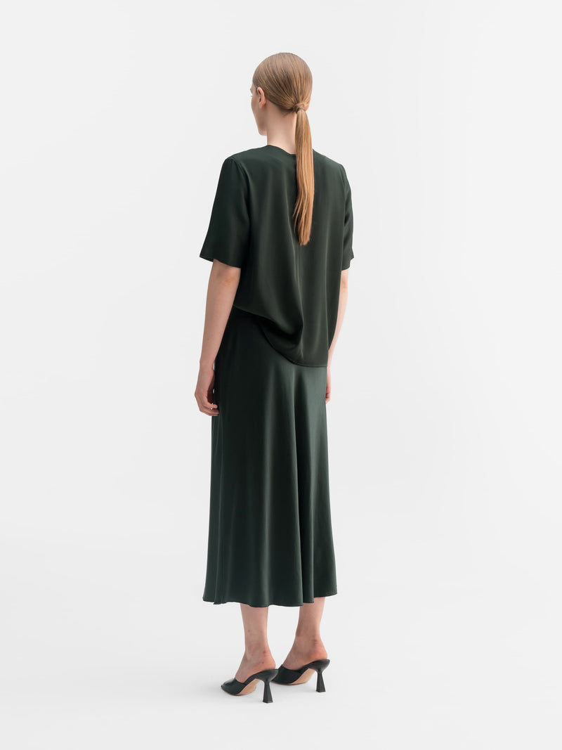 Yoli v-neck silk blouse deep forest