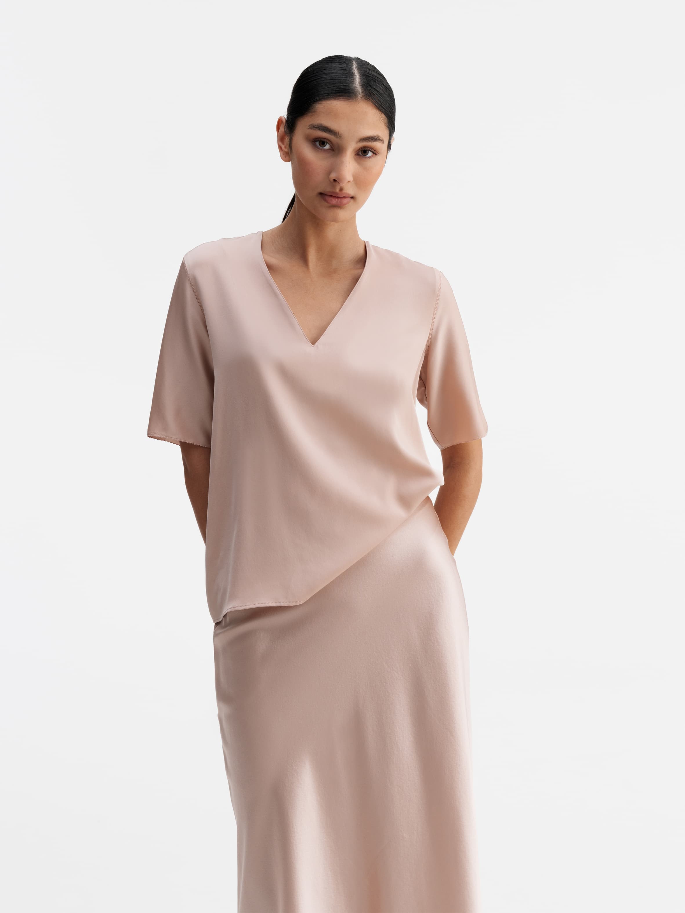 Yoli v-neck silk blouse dusty pink