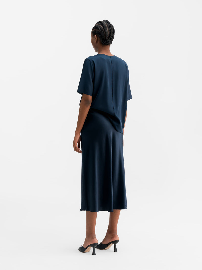 Yoli v-neck silk blouse midnight blue
