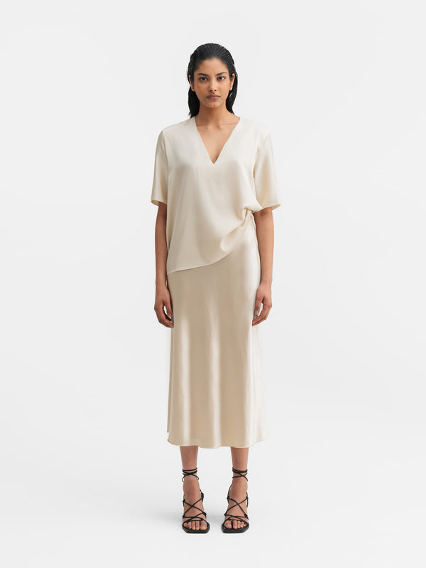 Yoli v-neck silk blouse cream