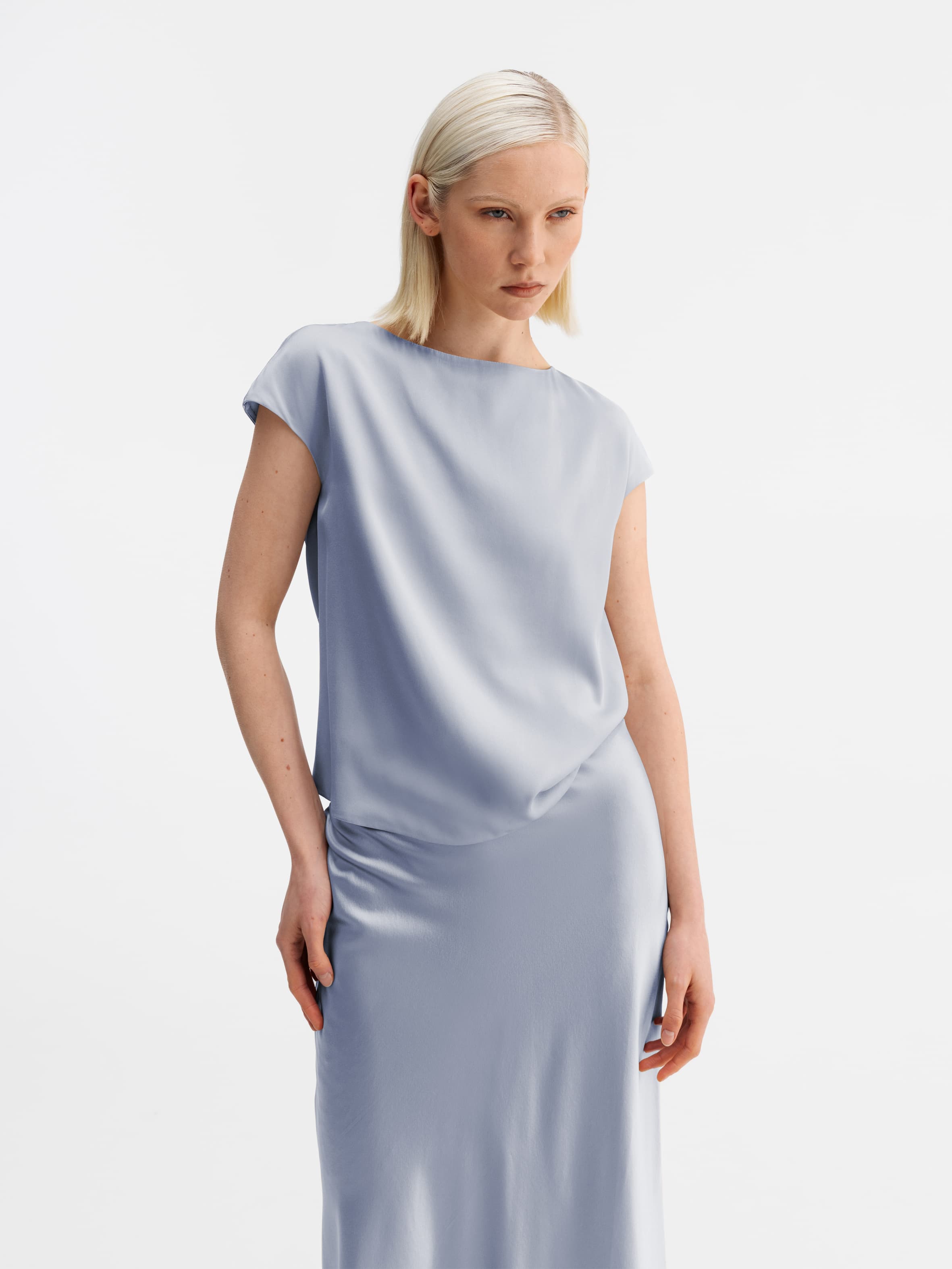 Yui silk top denim blue