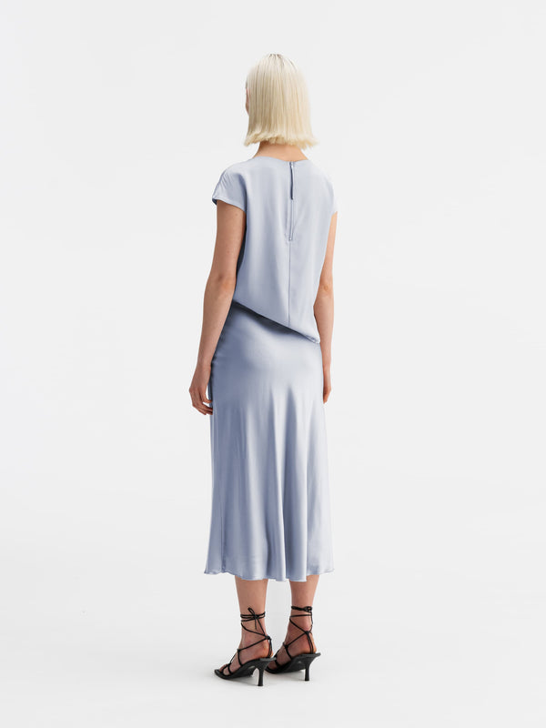 Back view of Ahlvar Gallery Yui silk top denim blue