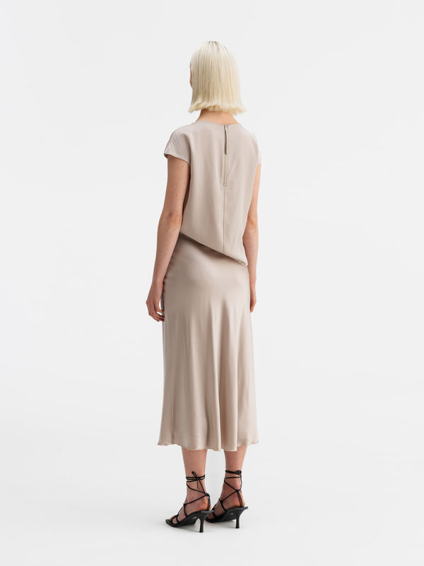 Back view of Ahlvar Gallery Yui silk top greige